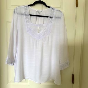 Counterparts white shirred blouse, Size XL